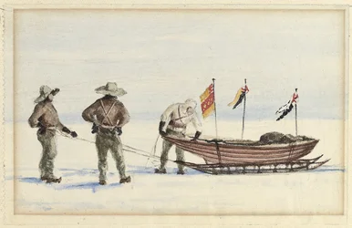 Die Schlittenparty zur White Island, Februar 1902: Shackleton, Wilson und Ferrar bereiten sich vor, 1902