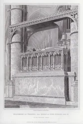 Denkmal von Philippa, der Königin von König Edward III., in der Westminster Abbey (Gravur)