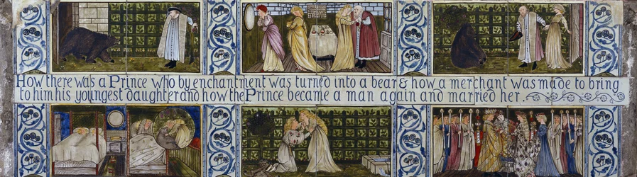 Die Schöne und das Biest Fliesenpaneel, Morris, Marshall, Faulkner & Co., ca. 1867