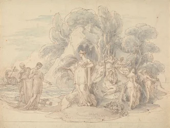Telemachus und Mentor landen auf der Insel Kalypso