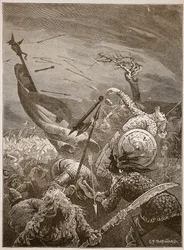 Tod von Harold in der Schlacht von Hastings, Illustration aus 