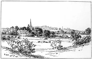 Stratford-upon-Avon, Warwickshire, vom Südosten gesehen, 1885