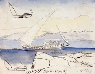 Eine ägyptische Dhow auf dem Nil bei Shetaal (Ägypten)