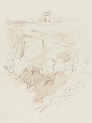 Ruine eines Tempels auf einem Hügel, 1864