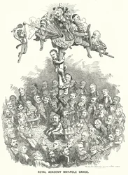 Karikatur: Maibaumtanz der Royal Academy (Gravur)