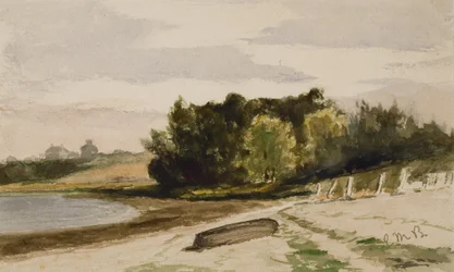 Landschaft mit Baumstamm am Strand (#40), ca. 1880