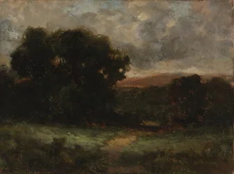Unbetitelte Landschaft mit Wiese und Bäumen, n.d.