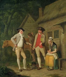 Die Kuh und die Güter der Witwe Costard, die wegen Steuern gepfändet wurden, werden durch die Großzügigkeit von Johnny Pearmain eingelöst, 1782