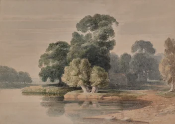 Landschaft mit Fluss oder See