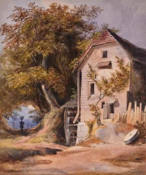 Landschaft mit Wassermühle
