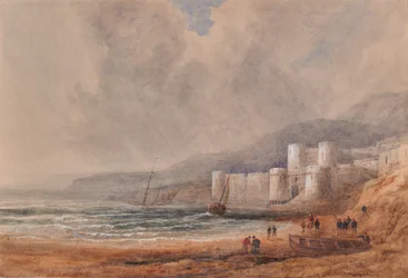 Meereslandschaft mit Festung oder Schloss