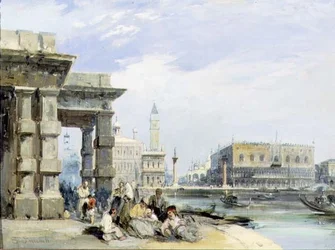 Blick auf die Piazzetta und den Dogenpalast von der Dogana di Mare, Venedig