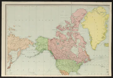 Karte von Sibirien, Alaska, Kanada, den Vereinigten Staaten und Grönland, Stanford