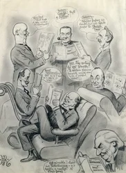 The Bystander 1000. Ausgabe, mit Lord Cave (1856-1928) Stanley Baldwin (1867-1947) Lord Salisbury (1861-1947) Herbert Asquith (1852-1928) und Winston Churchill (1874-1965)