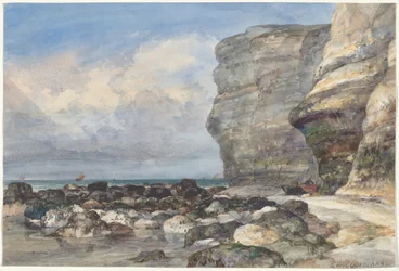 Der felsige Strand und die Klippen bei Fécamp