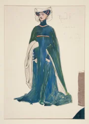 Eine Dame, Kostümskizze für Henry Irving