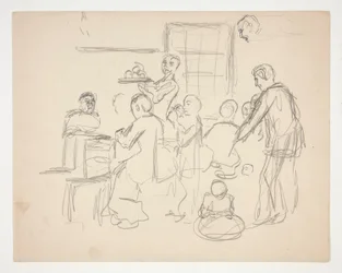Innenszene eines Restaurants(?) - nicht identifizierte Illustration