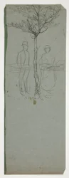 Mann und Frau unter einem Baum - (unidentifizierte Illustration)