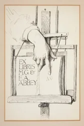 Skizze für Ex Libris: M.G. & E.A. Abbey