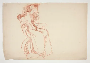 Skizze einer sitzenden weiblichen Figur - nicht identifizierte Illustration