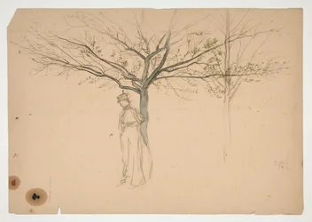 Skizze einer Figur unter einem Baum