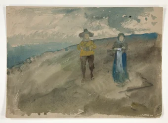 Zwei Figuren in einer Landschaft (recto); Studie eines Mannes