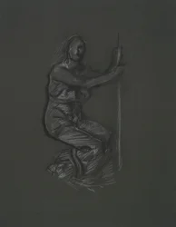 Unidentifizierte Figurenstudie für das Wandgemäldeprojekt im Pennsylvania State Capitol Building, Harrisburg, 1902-1911