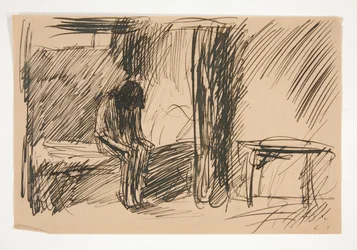 Unidentifizierte Illustration - Studie einer Person im Gefängnis