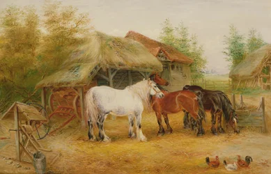 Ackerpferde in einem Bauernhof