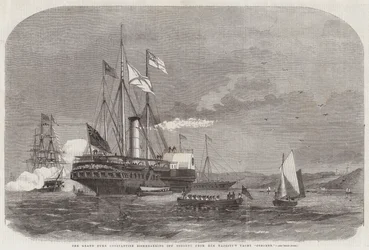 Der Großherzog Konstantin geht von Bord der Yacht Osborne Ihrer Majestät