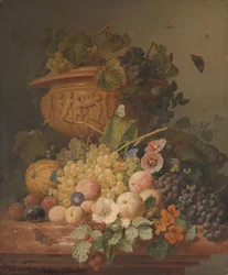 Stillleben mit Blumen und Früchten