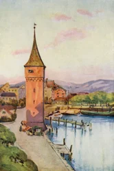 Der Rhein: Der Turm von Lindau am Bodensee, See von Konstanz