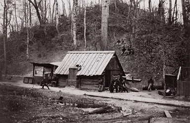 Eine Union Station am James River zur Gewinnung von Schießpulver aus konföderierten...