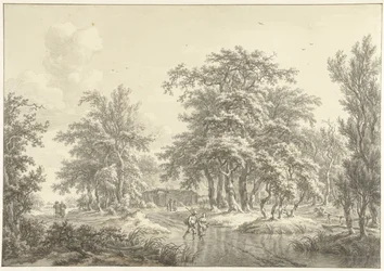 Waldlandschaft mit einigen Figurengruppen