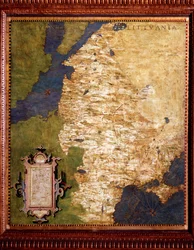 Livland an der Ostsee und Litauen. Karte von Egnazio Danti (1536-1586), italienischem Mathematiker, Kosmografen und Architekten. Um 1567. Florenz, Palazzo Vecchio, Sala del Mappamondo