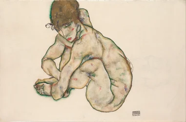 Kauerndes nacktes Mädchen, 1914