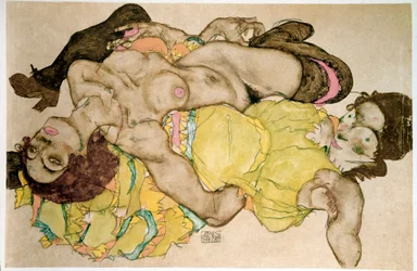 Gekrümmte Frauen. Zeichnung von Egon Schiele
