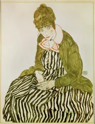 Edith Schiele, die Frau des Künstlers, sitzend