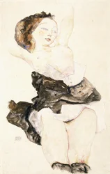 Liegendes junges Mädchen, halb nackt, 1912
