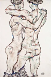 Nackte Mädchen, die sich umarmen - 1914 - 48 x 31,2 - Leopold Museum, Wien