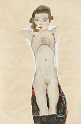 Nacktes Mädchen mit ausgestreckten Armen, 1911