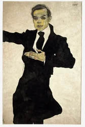 Porträt von Max Oppenheimer, deutscher Maler, Zeichnung von Egon Schiele