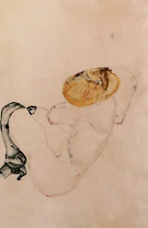Verängstigtes, kauerndes junges Mädchen, 1912