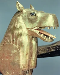 Totenbettkopf in Form der Göttin Tueris, aus dem Grab von Tutanchamun (ca. 1370-52 v. Chr.) Neues Reich