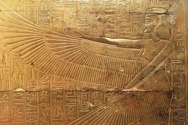 Relief von der hinteren Außenplatte der zweiten Grabkapelle, Schätze des Tutanchamun, Ägypten, ägyptische Zivilisation, Neues Reich, XVIII. Dynastie