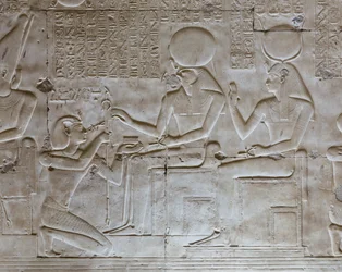 Basrelief, Tempel von Seti I, Abydos, Ägypten