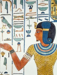 Säule mit Hornedjitef, Detail der Fresken in Nefertaris Grabkammer, Tal der Königinnen, Luxor, Theben (Unesco-Welterbeliste)