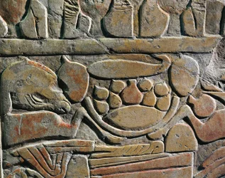 Relief, das Speiseopfer für die Götter darstellt, aus Abydos