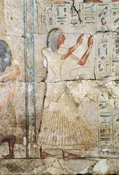 Relief aus dem Grab von Netcherouymes, hoher Beamter von Ramses II., 2475 v. Chr., Saqqara, ägyptische Zivilisation, Neues Reich, 19. Dynastie