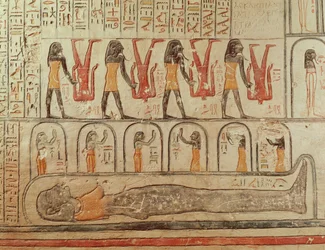 Detail aus dem Buch der Erde, aus der Grabkammer des Grabes von Ramses VI (r.1143-1136 v. Chr.) Neues Reich